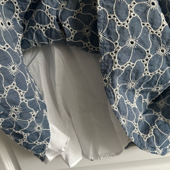 Draper James Embroidered Chambray Sleeveless Love Circle Dress Size 8 - Picture 5 of 9